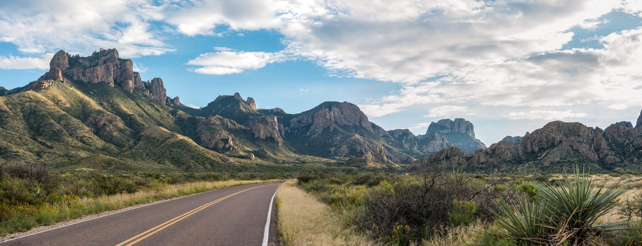 The road running up into the mountains
