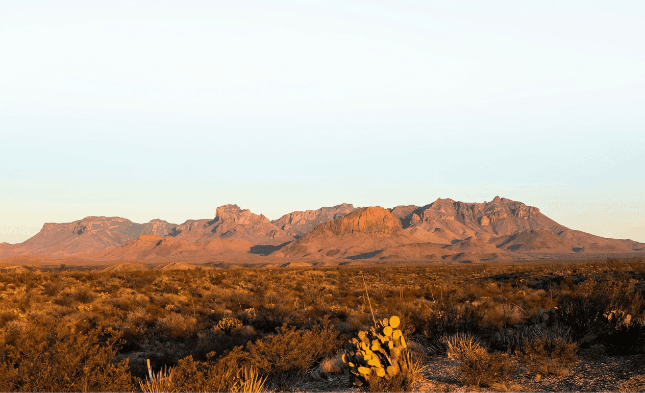The restored Shafter townsite at dusk