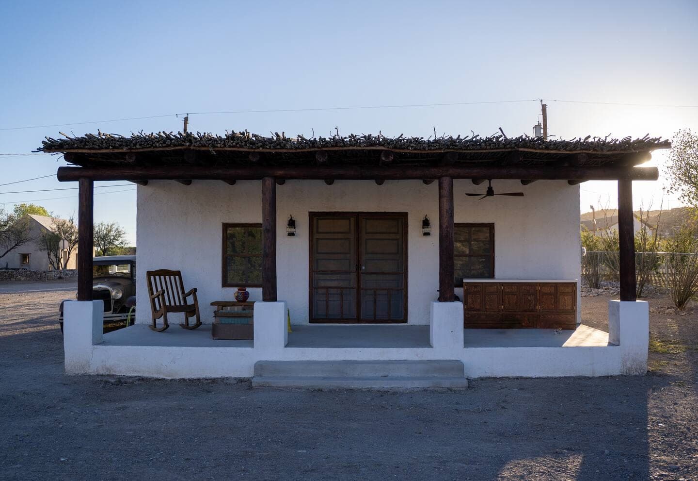 The Green Adobe's shaded porch