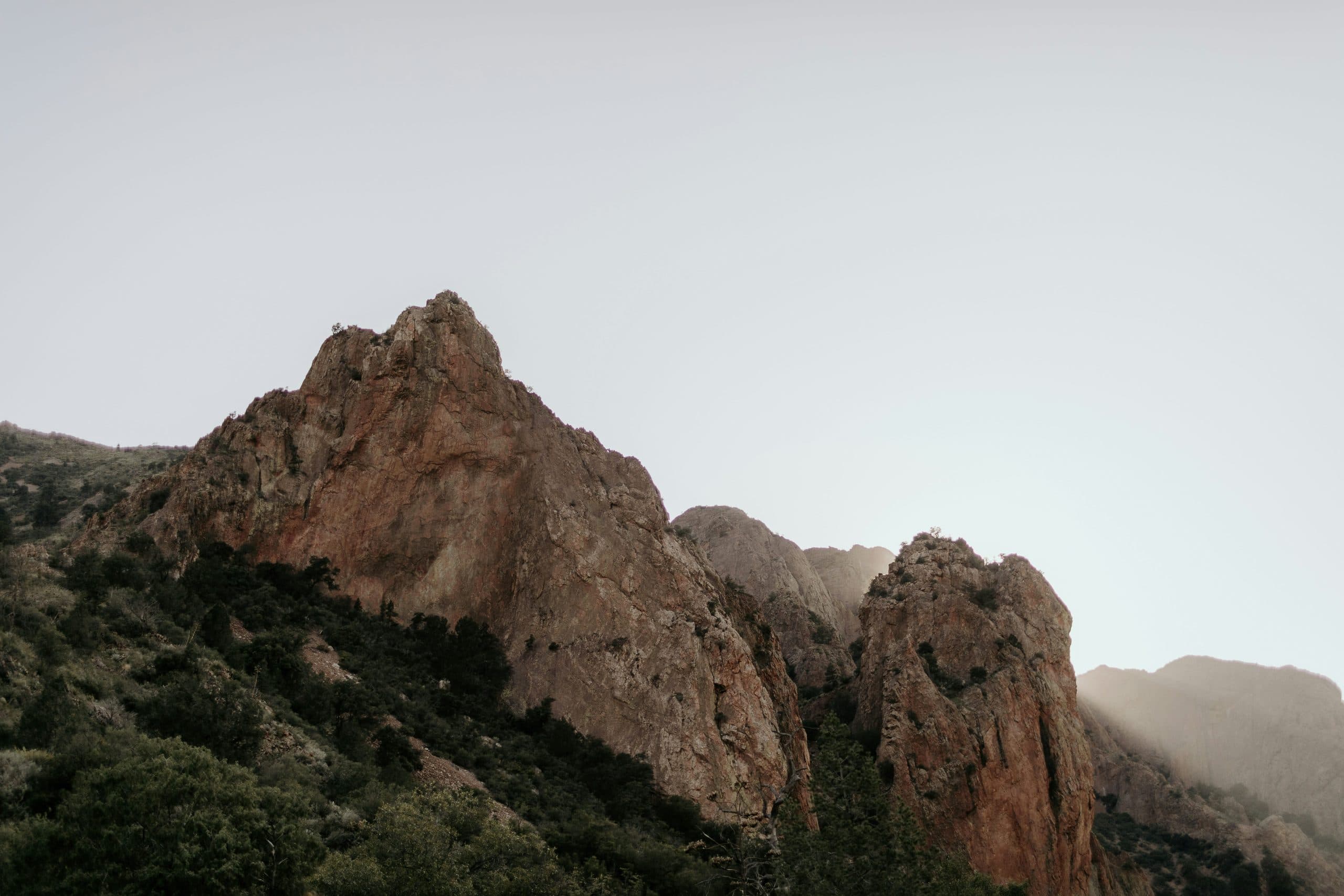 Rocky peaks in morning haze